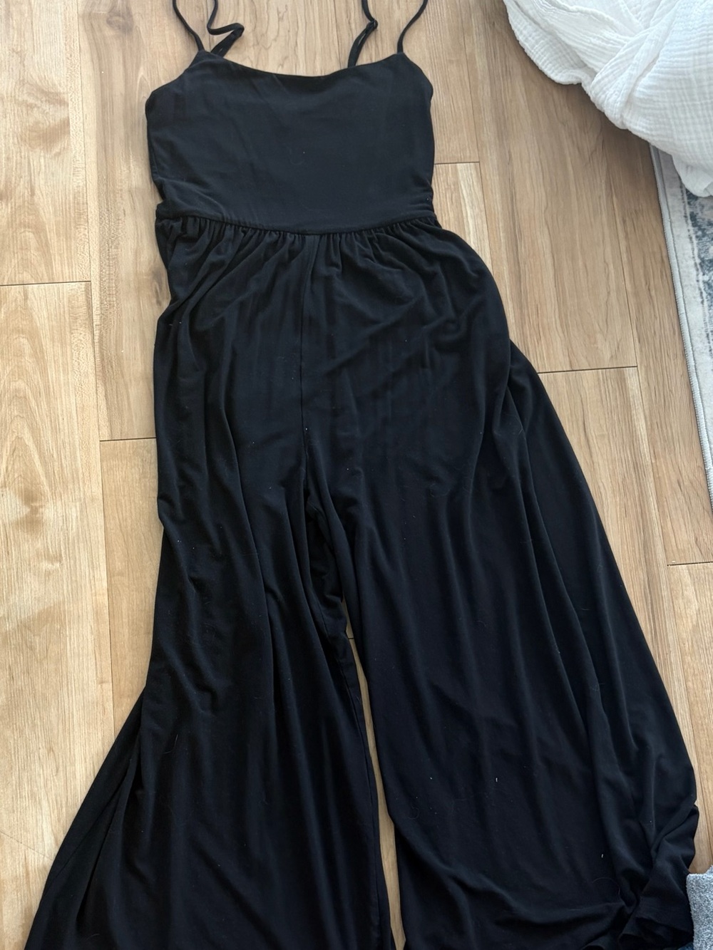 Wilfred Black Wide-Leg Spaghetti Strap Jumpsuit